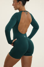 Forest Green Shaping Long Sleeve Romper