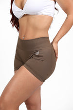 Soft Brown V-Back Shaping Scrunch Butt Shorts — view 3