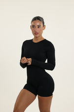 Black Shaping Long Sleeve Romper