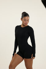 Black Shaping Long Sleeve Romper