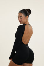 Black Shaping Long Sleeve Romper