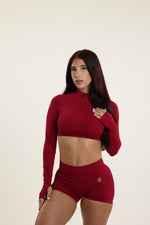 Berry Zip Long Sleeve Crop