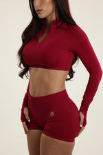 Berry Zip Long Sleeve Crop