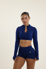 Midnight Blue Zip Long Sleeve Crop