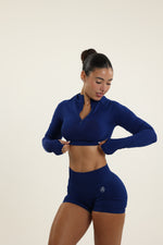 Midnight Blue Zip Long Sleeve Crop