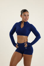 Midnight Blue Zip Long Sleeve Crop