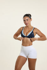 Navy and Light Blue Double-Layer Bra