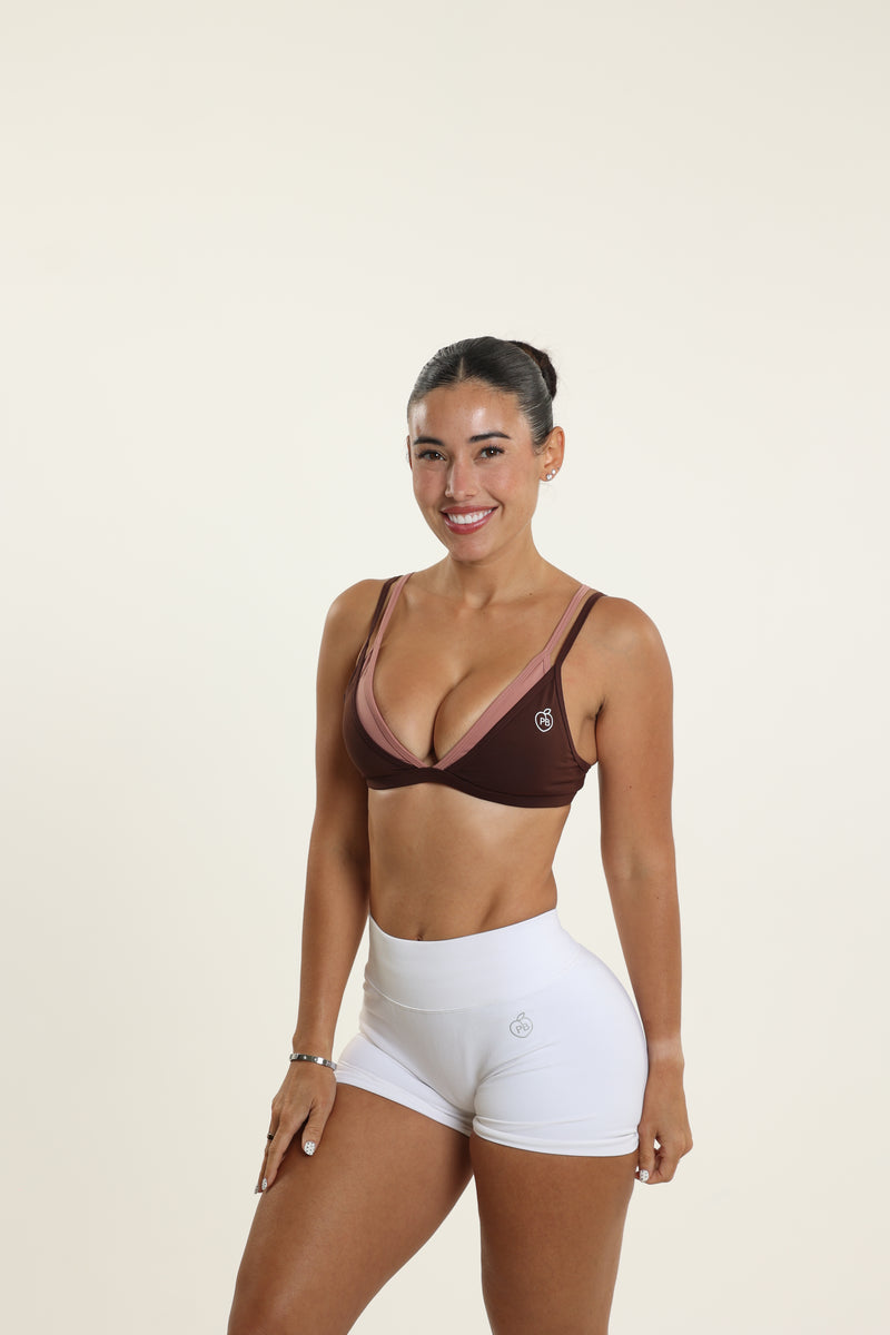 Brown and Taupe Double-Layer Bra