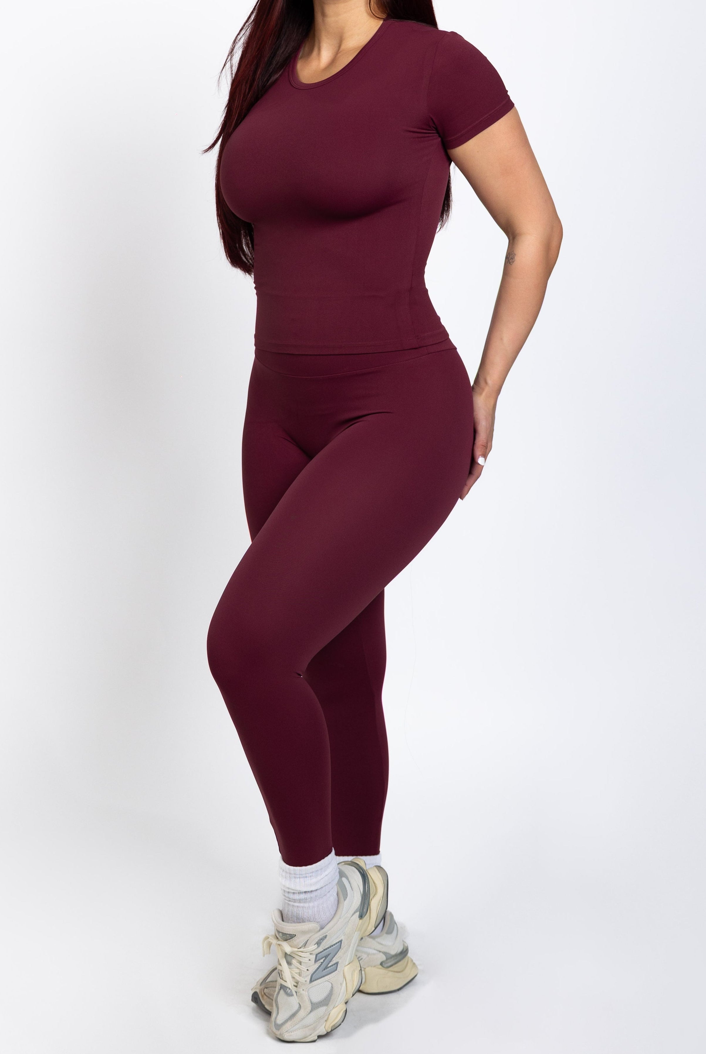 Pchee Essential Wine Tee and Legging Set