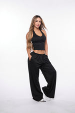 Black Halter Lounge Pant Set