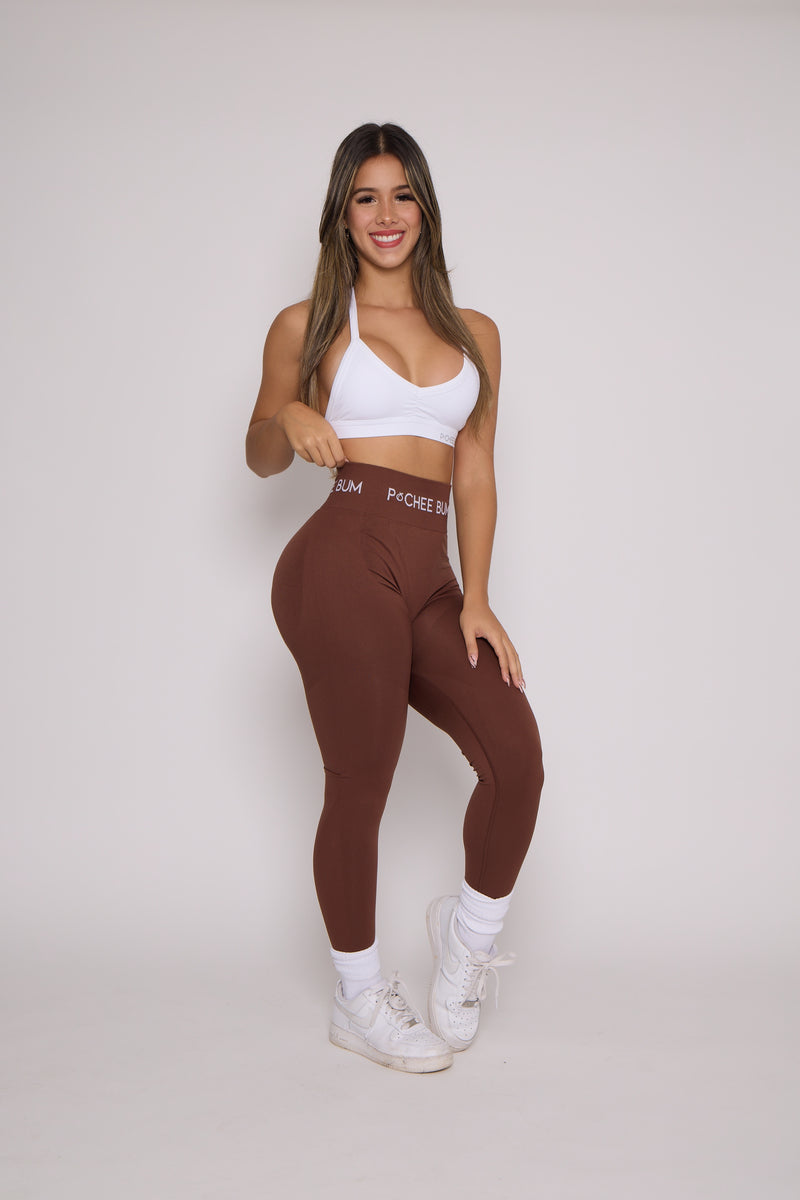 Pchee Brown Soft Waistband Scrunch Butt Leggings