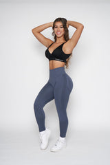 Charcoal Blue Sculpt Contour Scrunch Butt Leggings