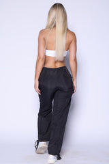 Black Pocket Windbreaker Cargo Pants