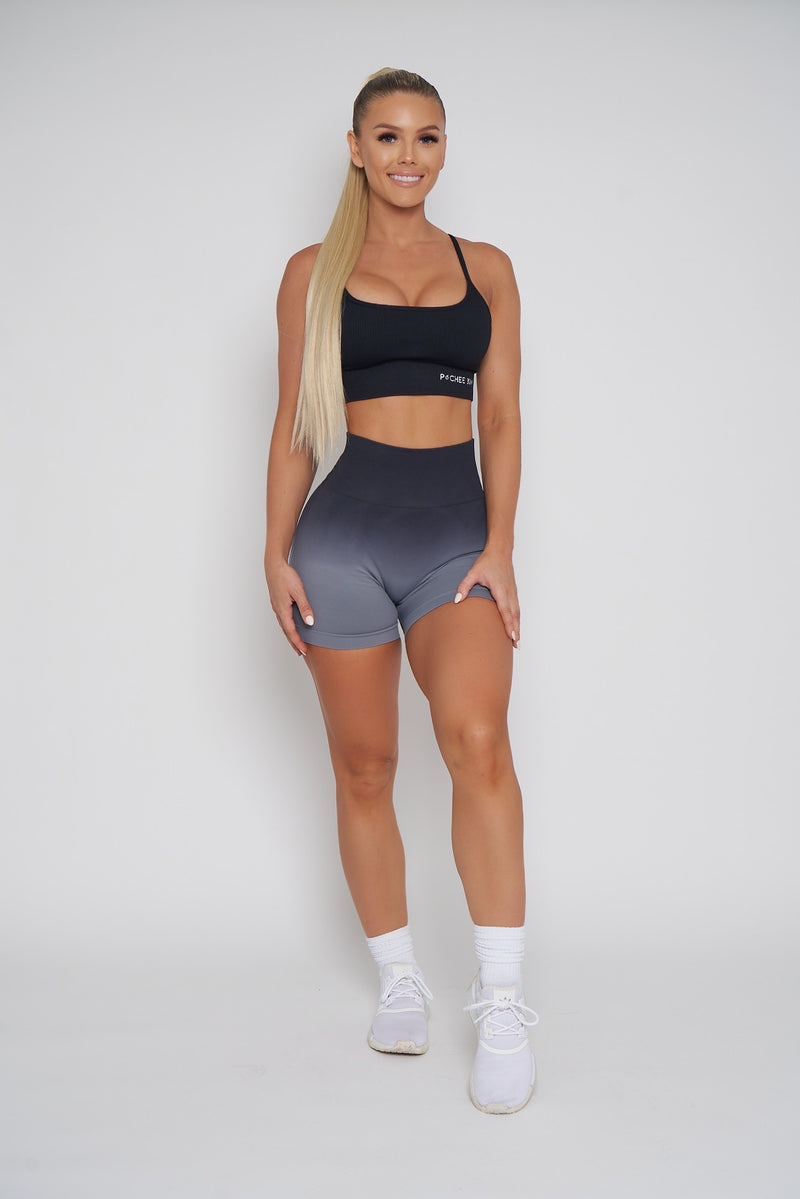 Black Ice Ombré Scrunch Butt Biker Shorts