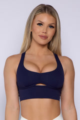 Navy Blue Peek a Boob Sports Bra