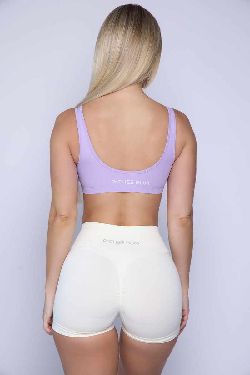 Lilac U-Back Scrunched Sports Bra