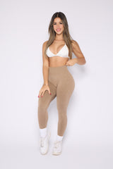 Mocha Heather Seamless Scrunch Butt Leggings