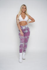 Mauve Lightning Marble Scrunch Butt Leggings
