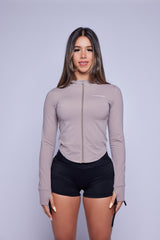 Grey Slimming Zipper Jacket