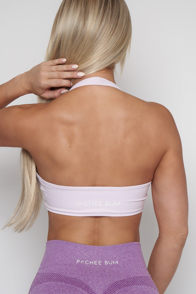 Light Purple Halter Twist Sports Bra