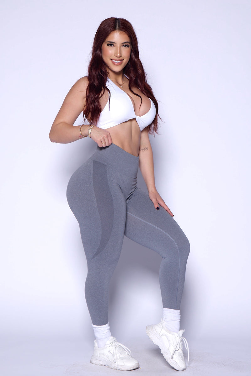 Grey Seamless Side Contour Scrunch Butt Leggings