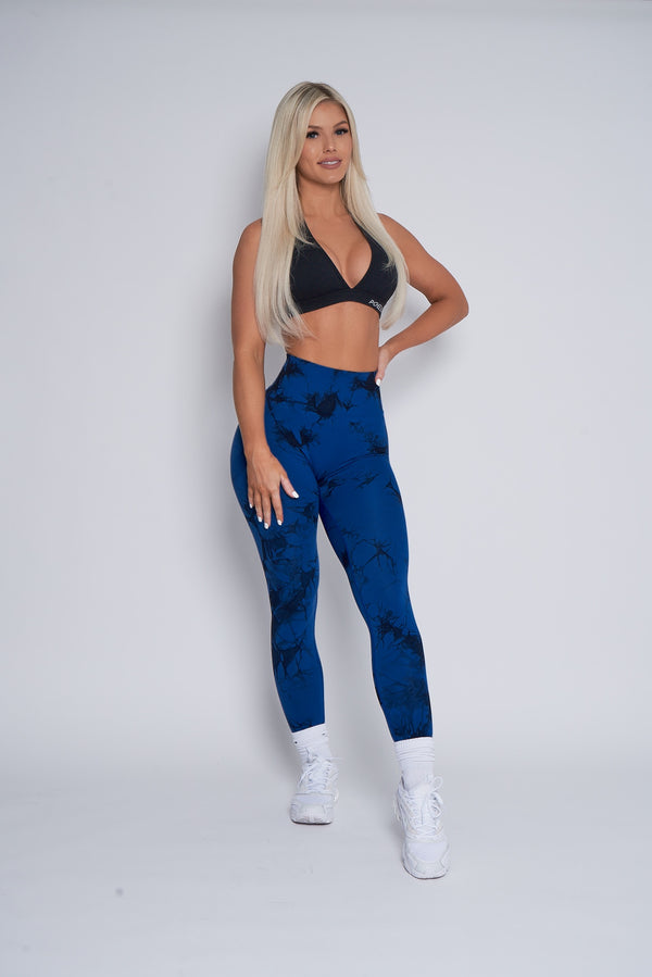 Dark Blue Marble Lightning Scrunch Butt Leggings