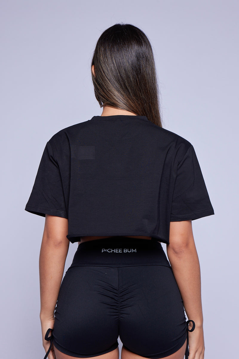 Black Oversized Crop Top