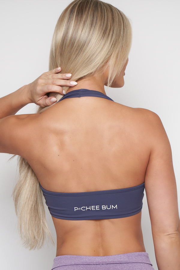 Indigo Halter Twist Sports Bra