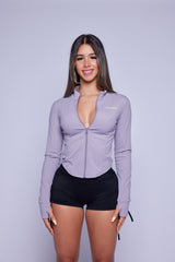 Light Purple Slimming Zipper Jacket