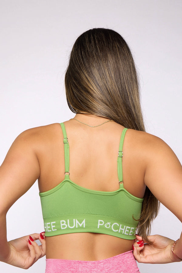 Pchee Green Seamless Sports Bra