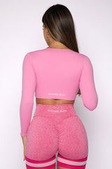 Pink Twist Long Sleeve Crop Top