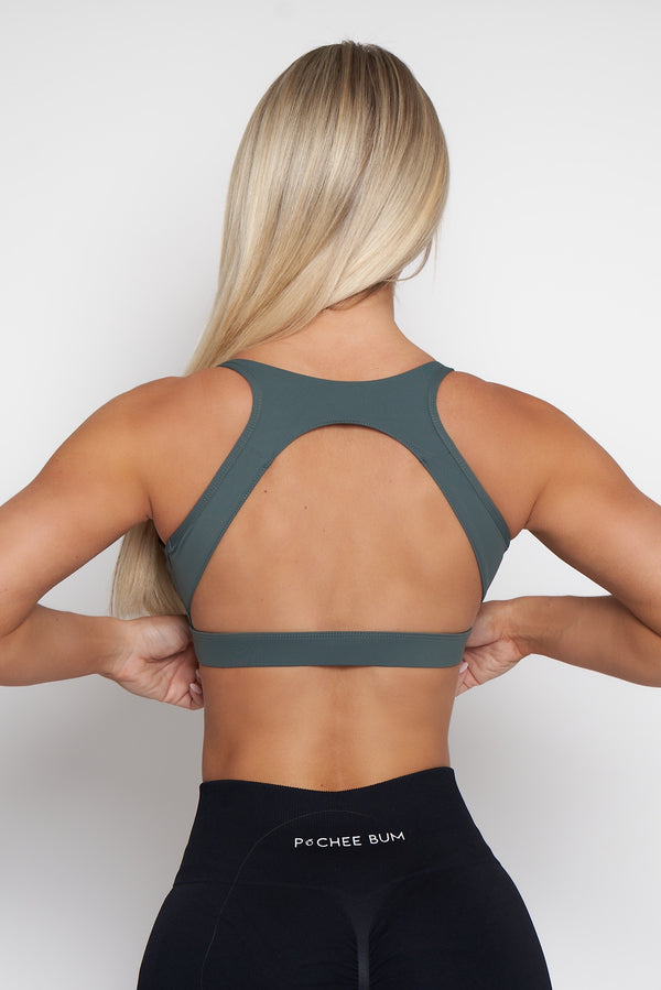 Pine Green Wrap Sports Bra
