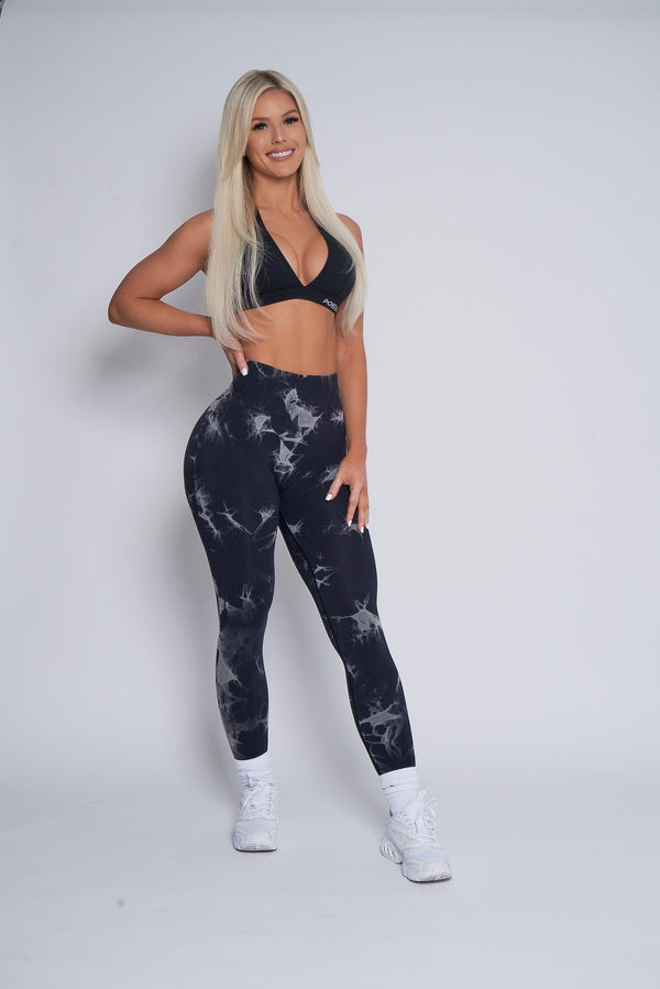 Black Lightning Marble Scrunch Butt Leggings