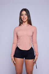 Peach Slimming Zipper Jacket