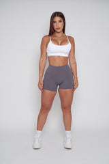 Grey Pocket Scrunch Butt Shorts