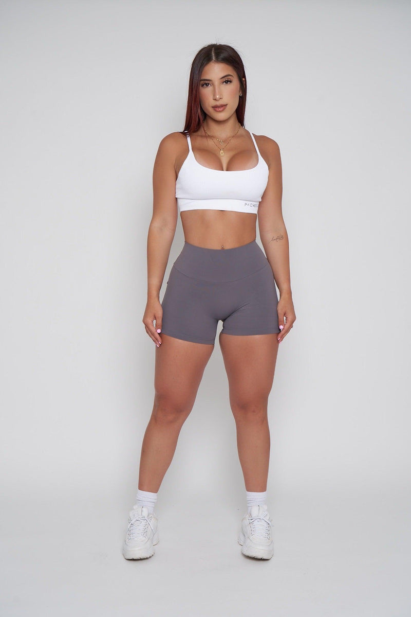 Grey Pocket Scrunch Butt Shorts
