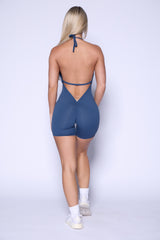 Navy Halter Scrunch Butt Romper