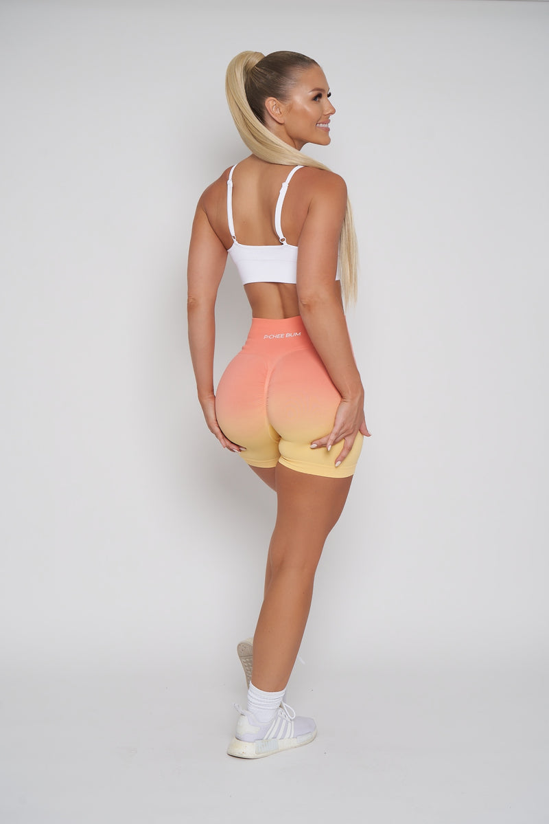 Mango Sunrise Ombré Scrunch Butt Biker Shorts