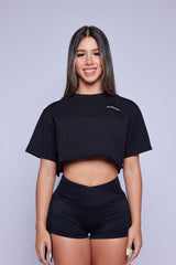 Black Oversized Crop Top