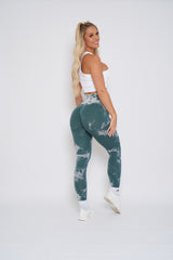 Emerald Lightning Marble Scrunch Butt Leggings