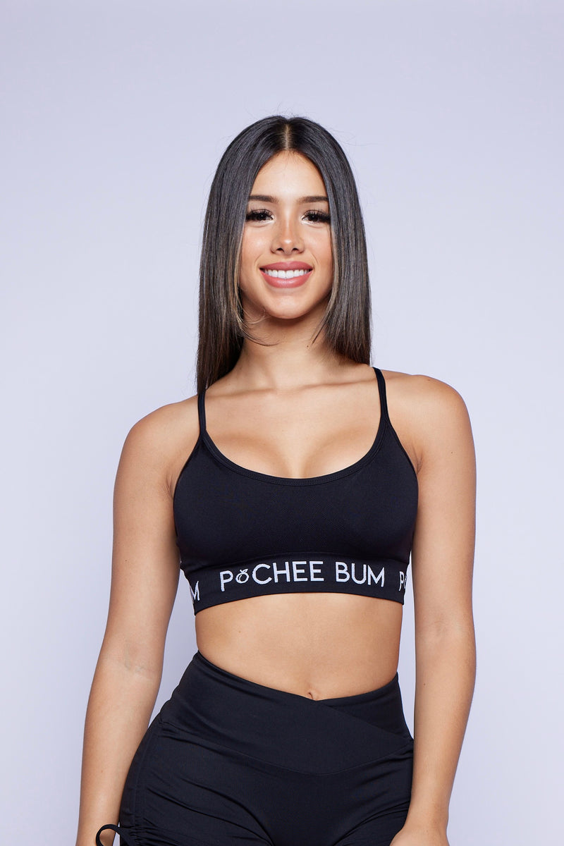 Pchee Black Seamless Sports Bra