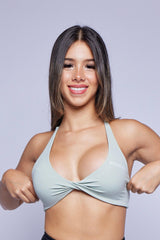 Sage Twist Open Back Sports Bra