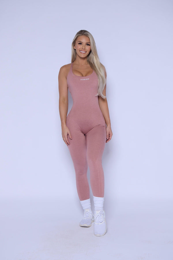 Heather Dusty Pink Snatching Scrunch Butt Jumpsuit