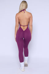 Plum Halter Scrunch Butt Jumpsuit