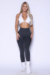 Dark Grey Seamless Side Contour Scrunch Butt Leggings