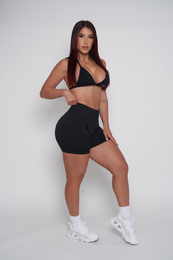 Black Seamless Scrunch Butt Biker Shorts