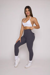 Grey Pocket Scrunch Butt Leggings