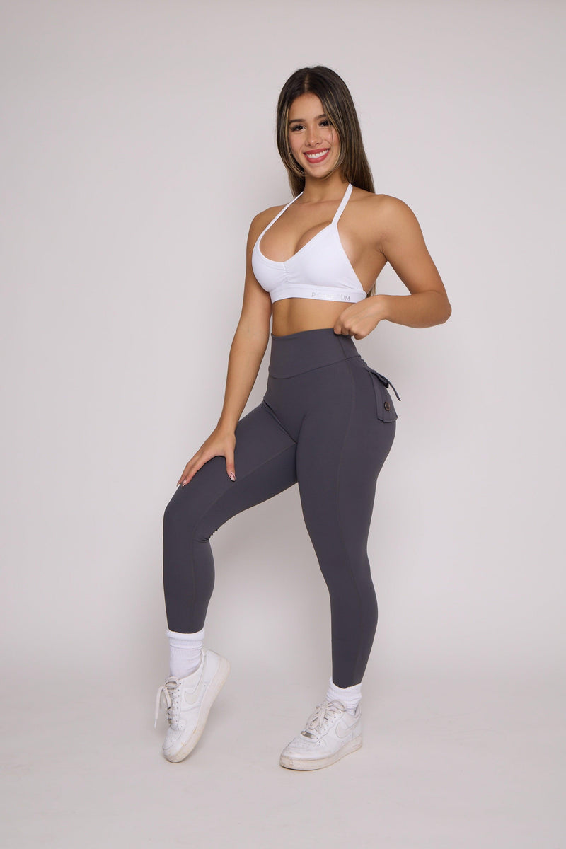 Grey Pocket Scrunch Butt Leggings