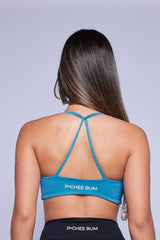 Heather Teal Twist Knot Sports Bra