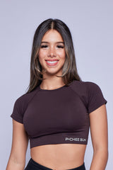 Dark Brown Seamless Crop Top
